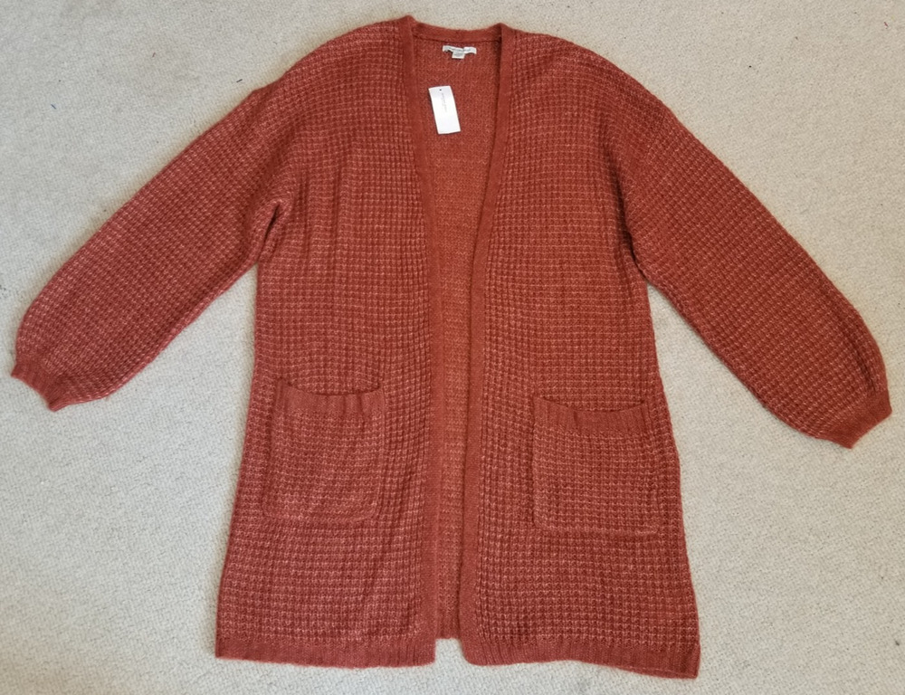 NWT Womens Sweater-AMERICAN EAGLE-'Oxide' rust 'Dreamspun Oversized' cardigan-S